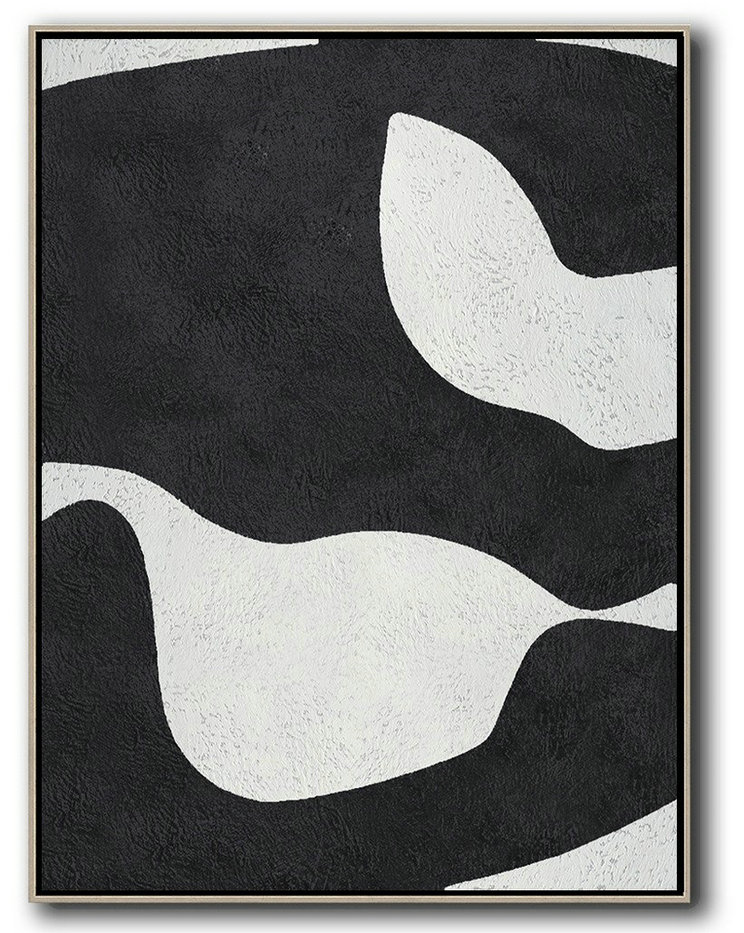 Wall Art Painting,Black And White Minimal Painting On Canvas - Oversized Canvas Art